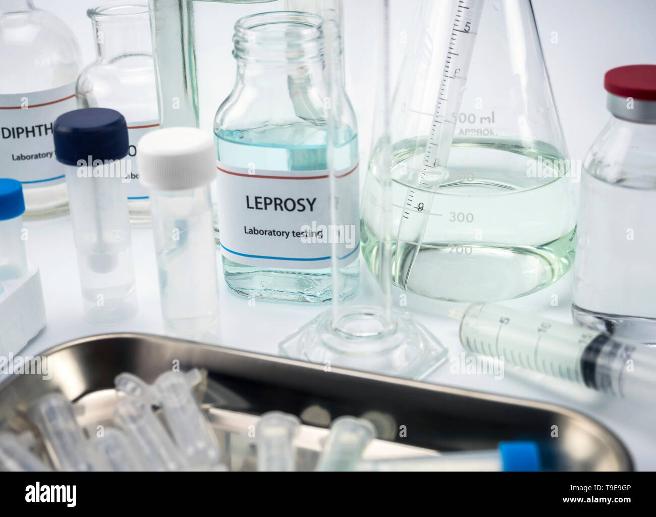 Test Lepra in Labor, konzeptionelle Bild, horizontale Zusammensetzung Stockfoto
