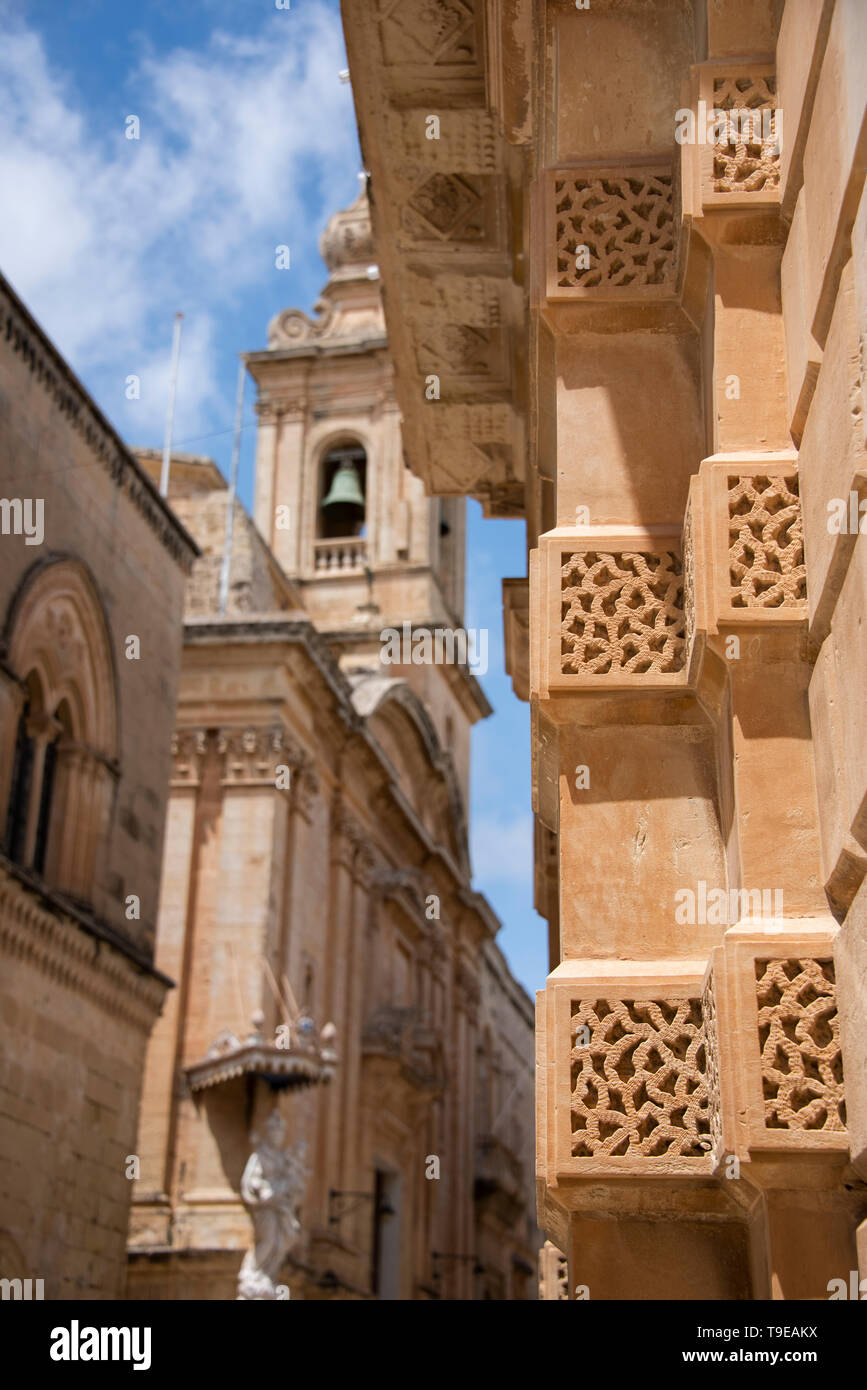 Europa, Malta, Mdina. Historische St. Paul's Square (aka Pjazza San Pawl). Stockfoto