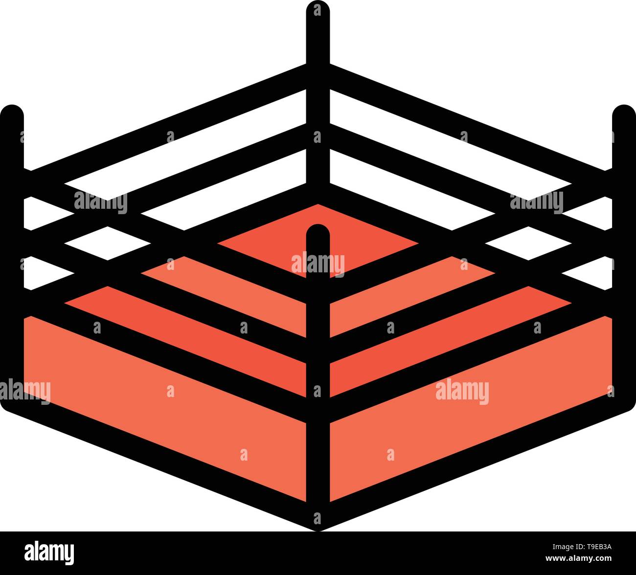 Boxen, Wrestling Ring, flach Farbe Symbol. Vektor icon banner Vorlage Stock Vektor