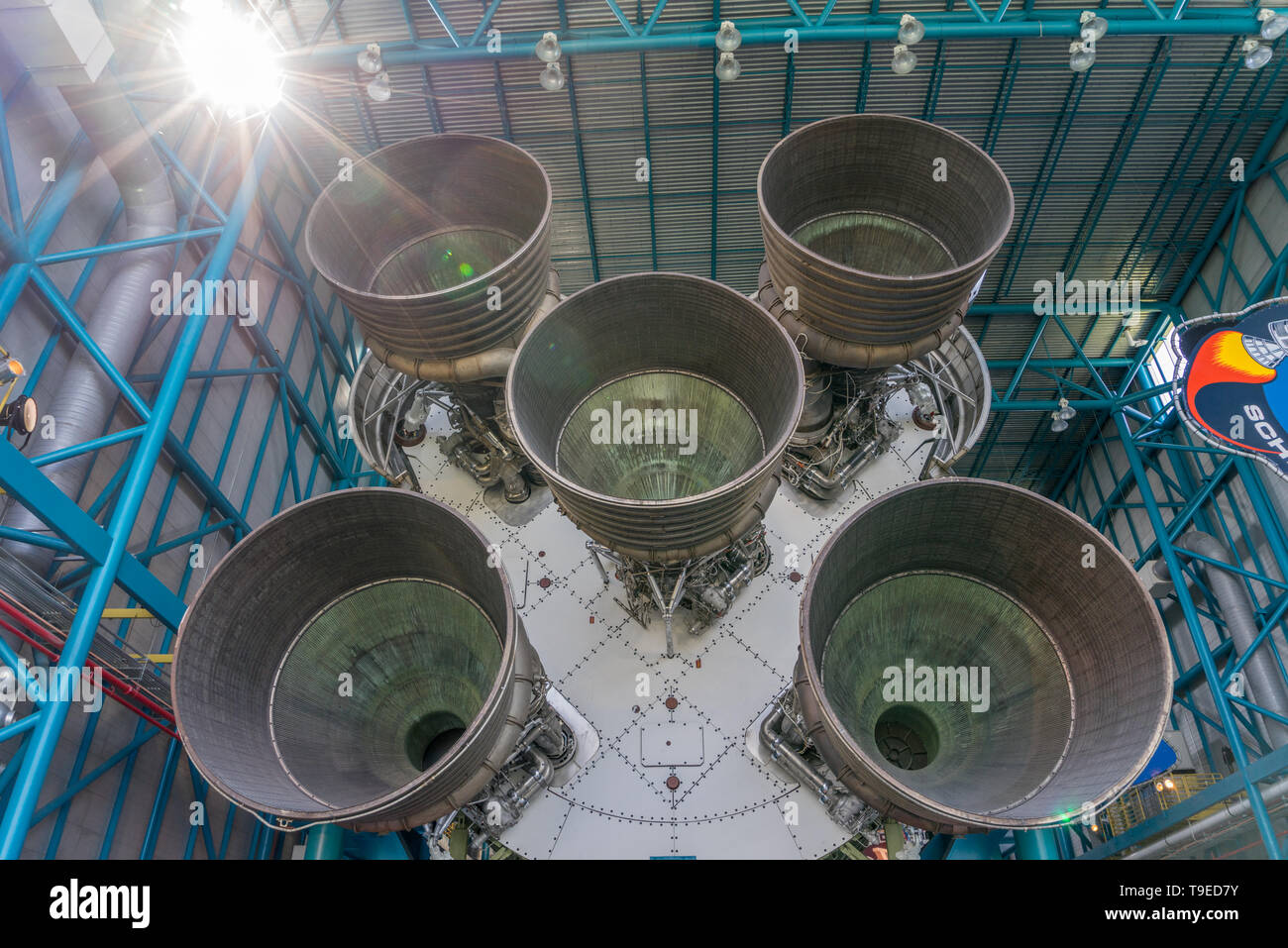 Cape Canaveral, Florida, USA, NASA Kennedy Space Center, riesige thruster Motoren, die auf dem Saturn-Rakete Stockfoto