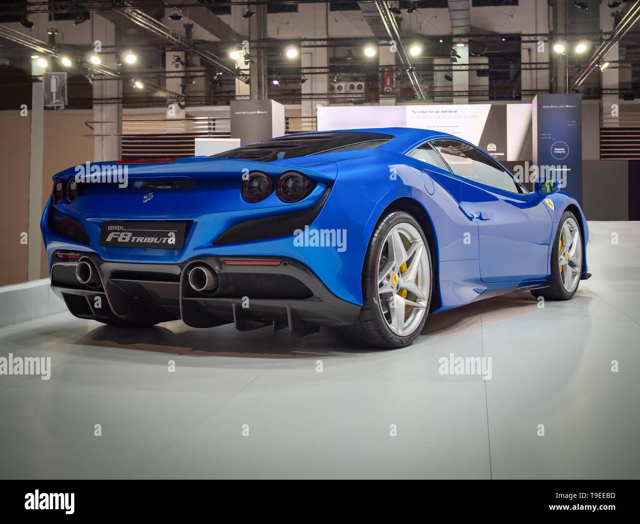 BARCELONA, SPANIEN - 11. MAI 2019: Ferrari F8 Tributo am 100 Jahre Automobil Ausstellung Stockfoto