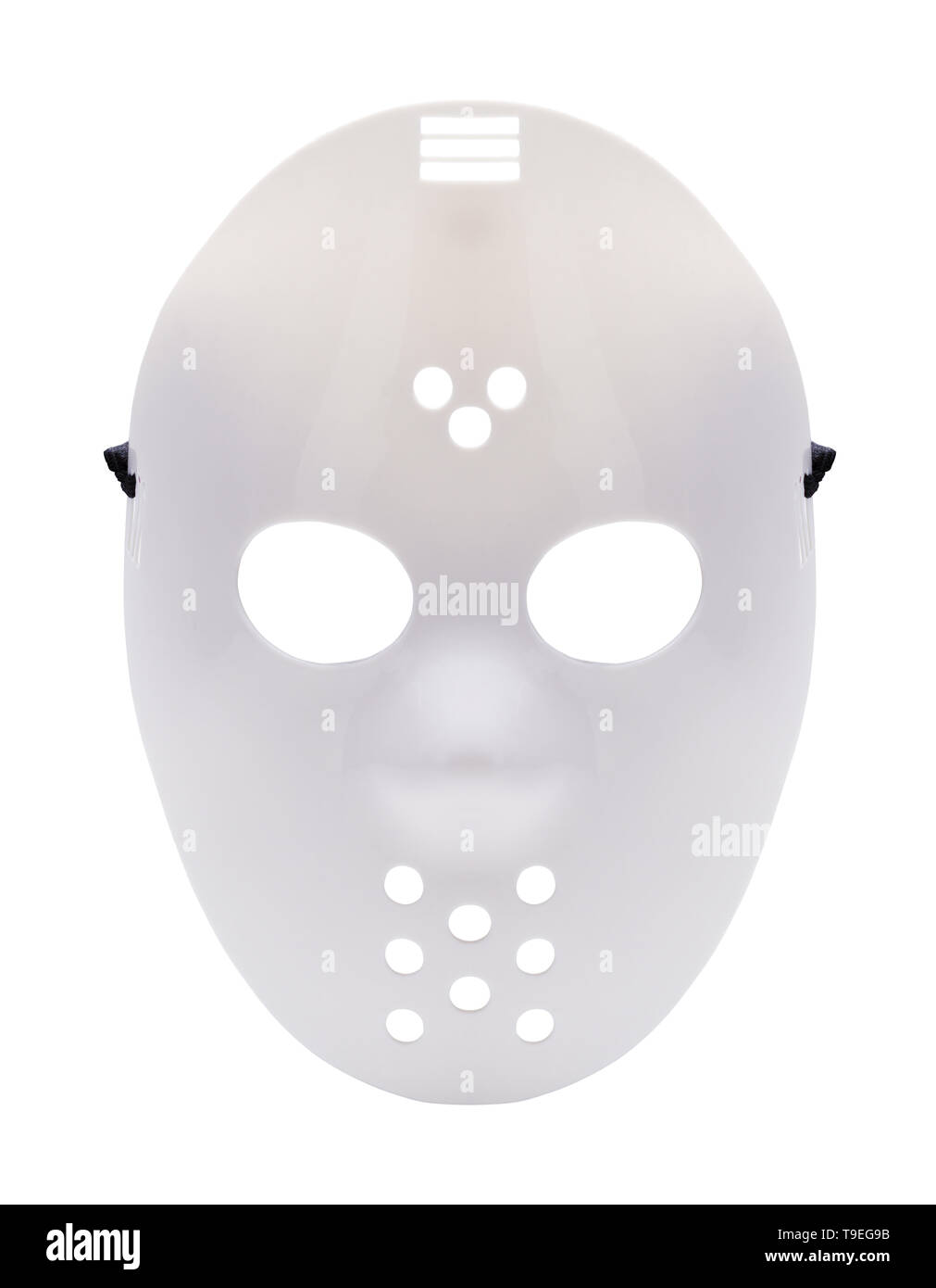 Halloween kostüm Hockey Maske schneiden Sie auf Weiß. Stockfoto