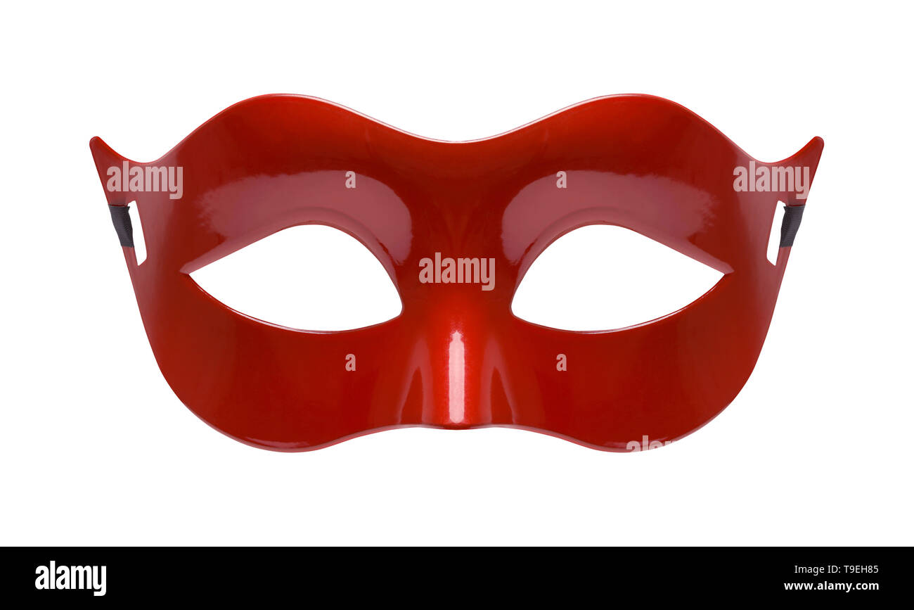 Rot Kostüm Maske Vorderansicht schneiden Sie auf Weiß. Stockfoto
