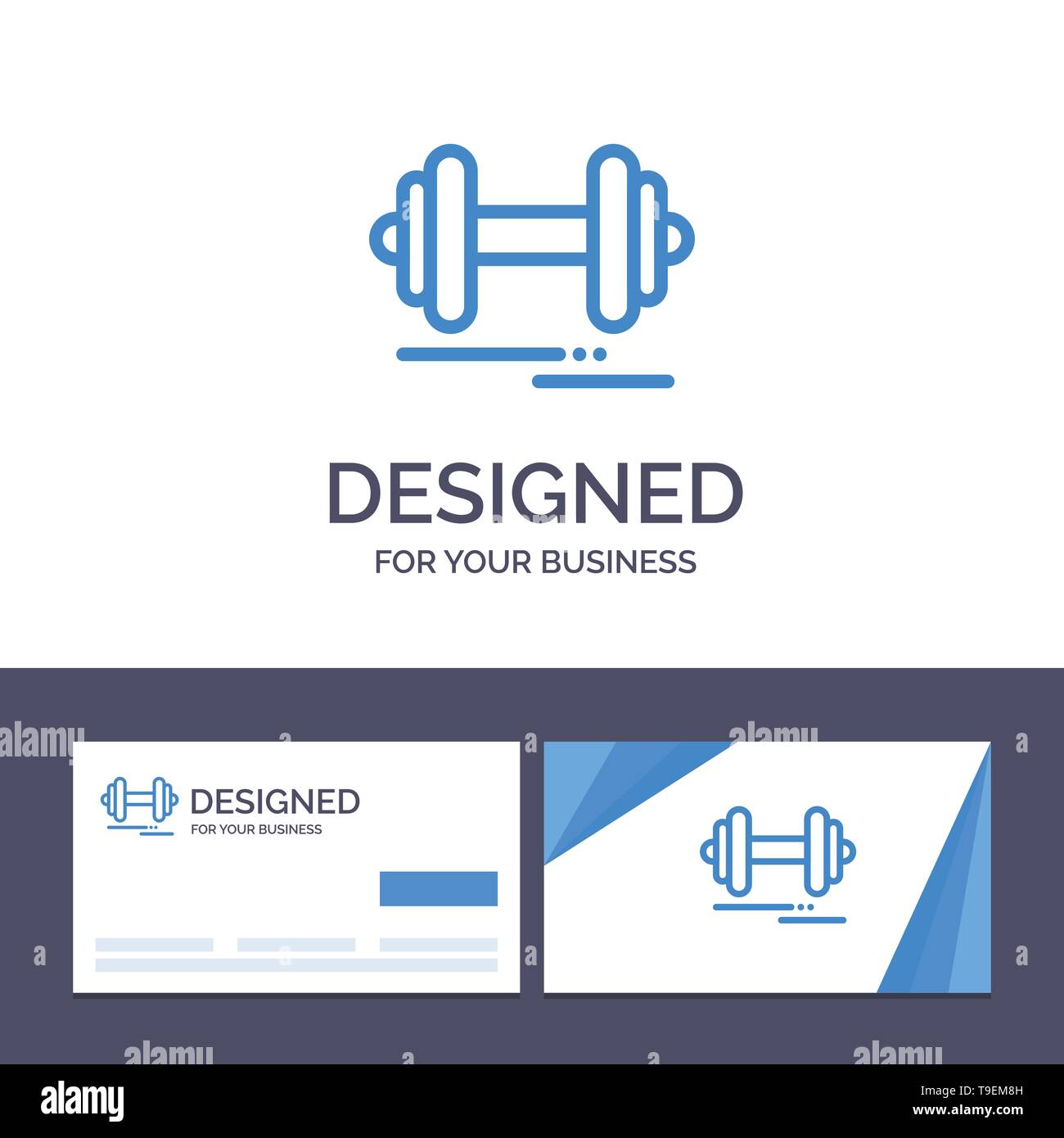 Creative Business Card und Logo Vorlage Hantel, Fitness, Sport, Motivation, Vektor, Abbildung Stock Vektor