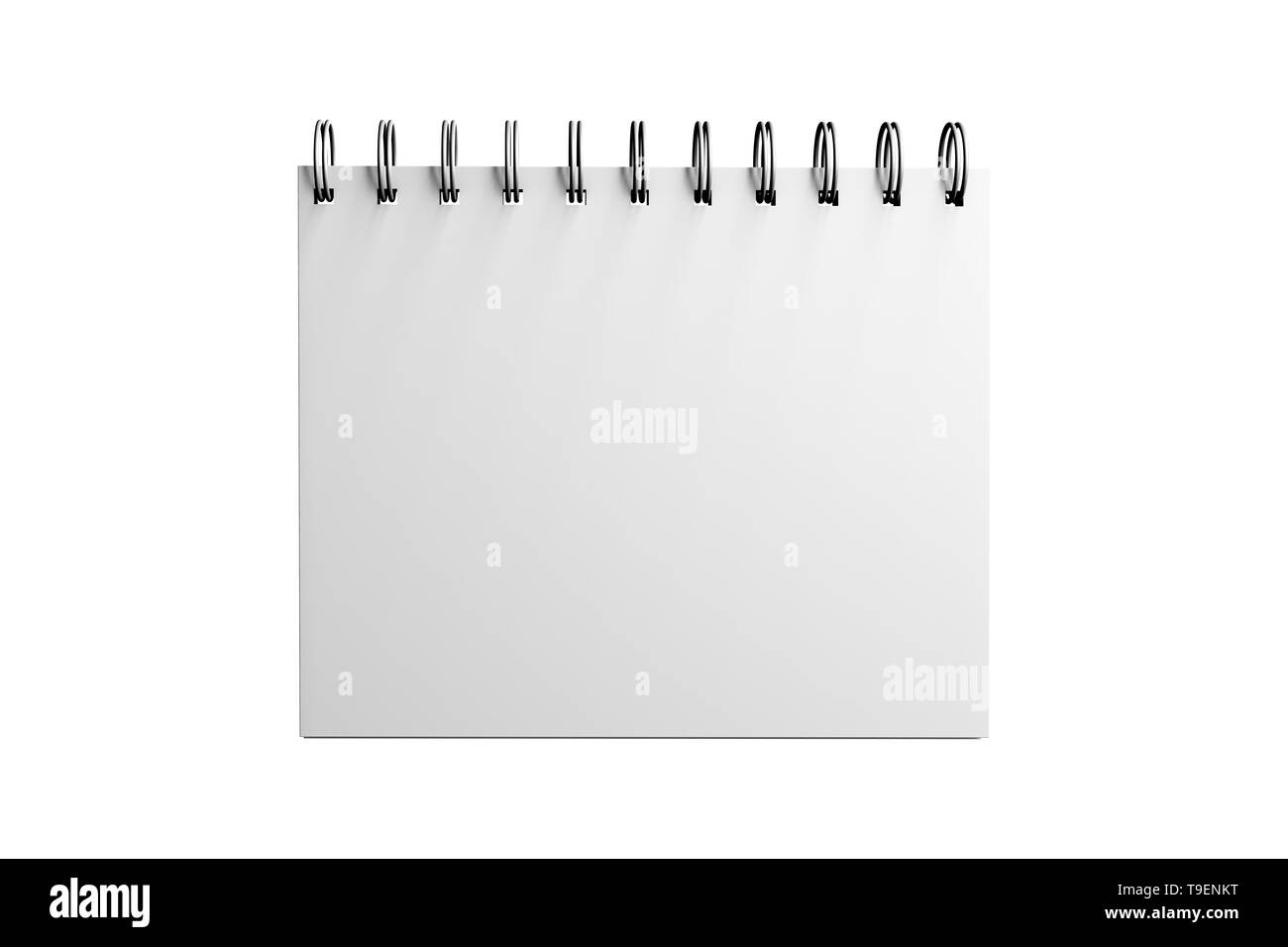 3D-Rendering, leere weiße Mock up Spirale Notebook mit Schatten und kopieren Sie Raum für ihre Gestaltung, auf weißem Hintergrund. Stockfoto