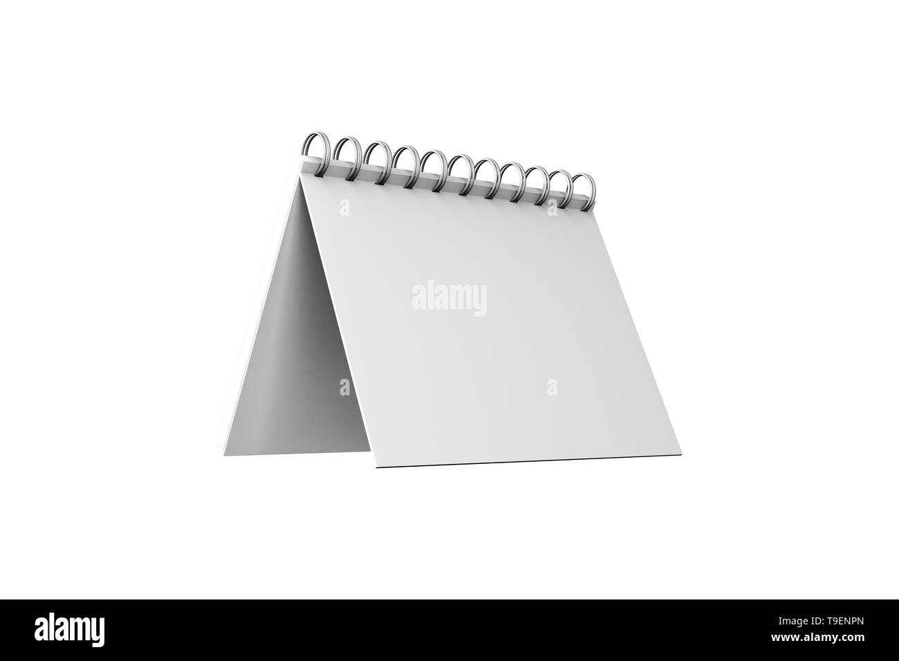 3D-Rendering, leere weiße Mock up Spirale Notebook mit Schatten und kopieren Sie Raum für ihre Gestaltung, auf weißem Hintergrund. Stockfoto