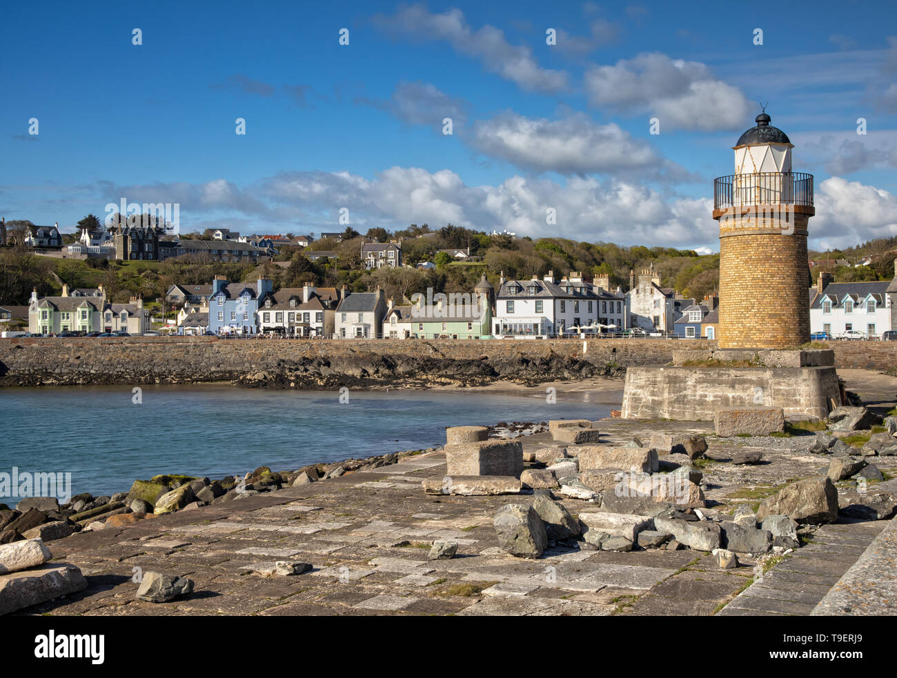 Leuchtturm und Hafen von Portpatrick in Dumfries und Galloway in Schottland Stockfoto