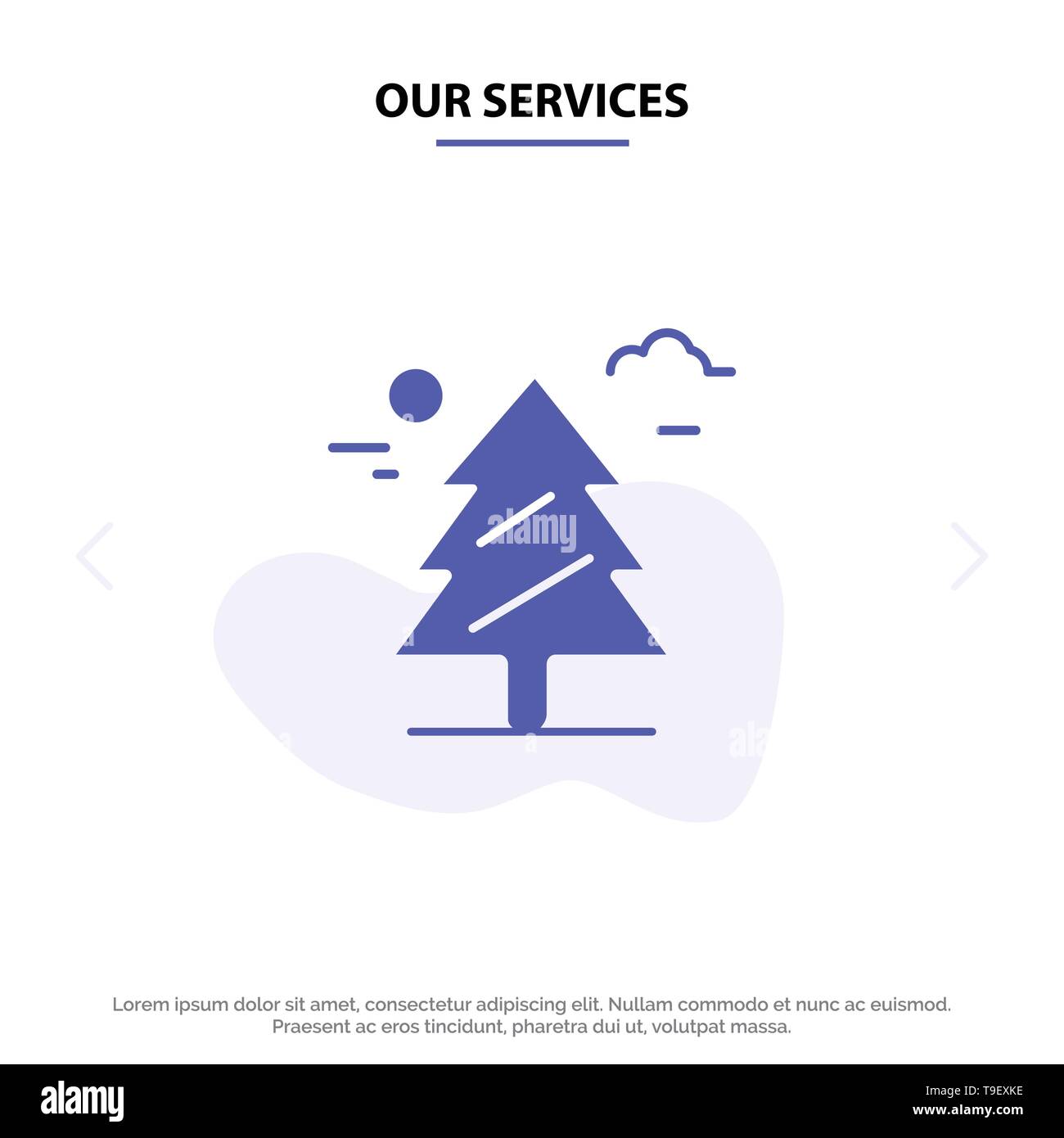 Unsere Dienstleistungen Wald, Baum, Weald, Kanada solide Glyph Icon Web Karte Vorlage Stock Vektor