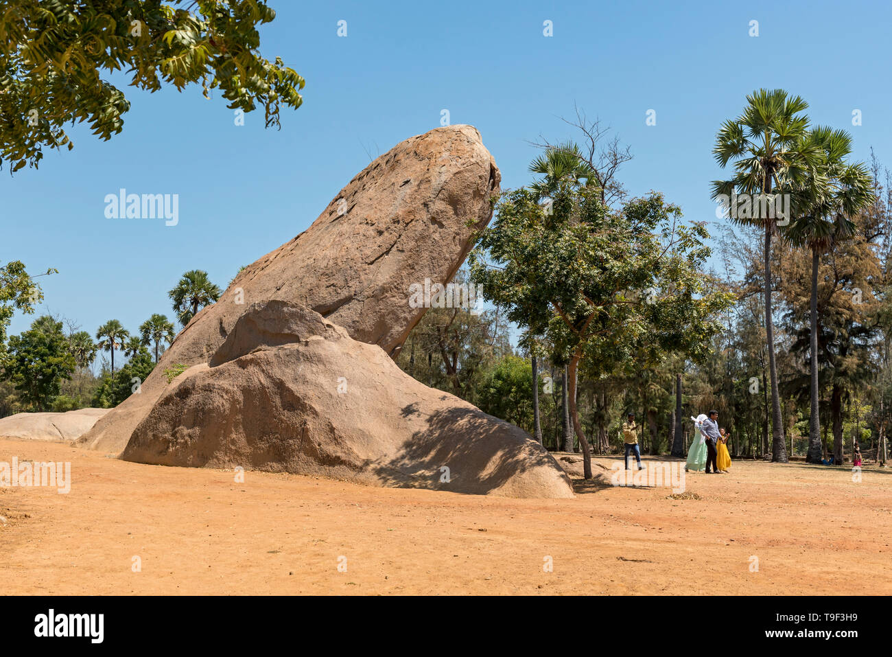 Riesige Felsen an Tiger Cave Tempel, Mahabalipuram (mamallapuram), Indien Stockfoto