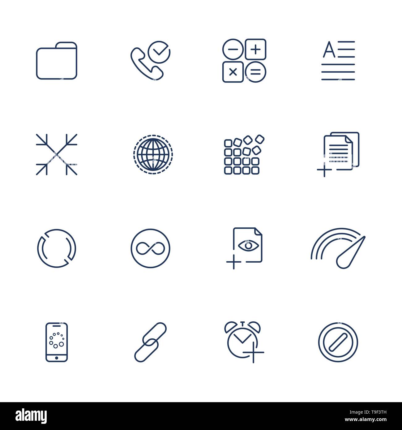 Set mit 16 Icons für mobile App, Websites, mobile, Software Stock Vektor