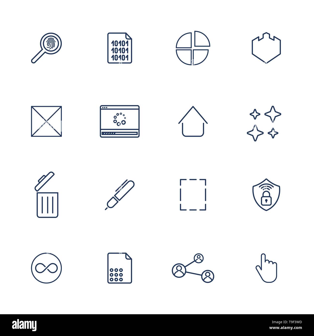 Multimedia-Symbole für Apps, Programme und Websites. Universelle Symbole Stock Vektor