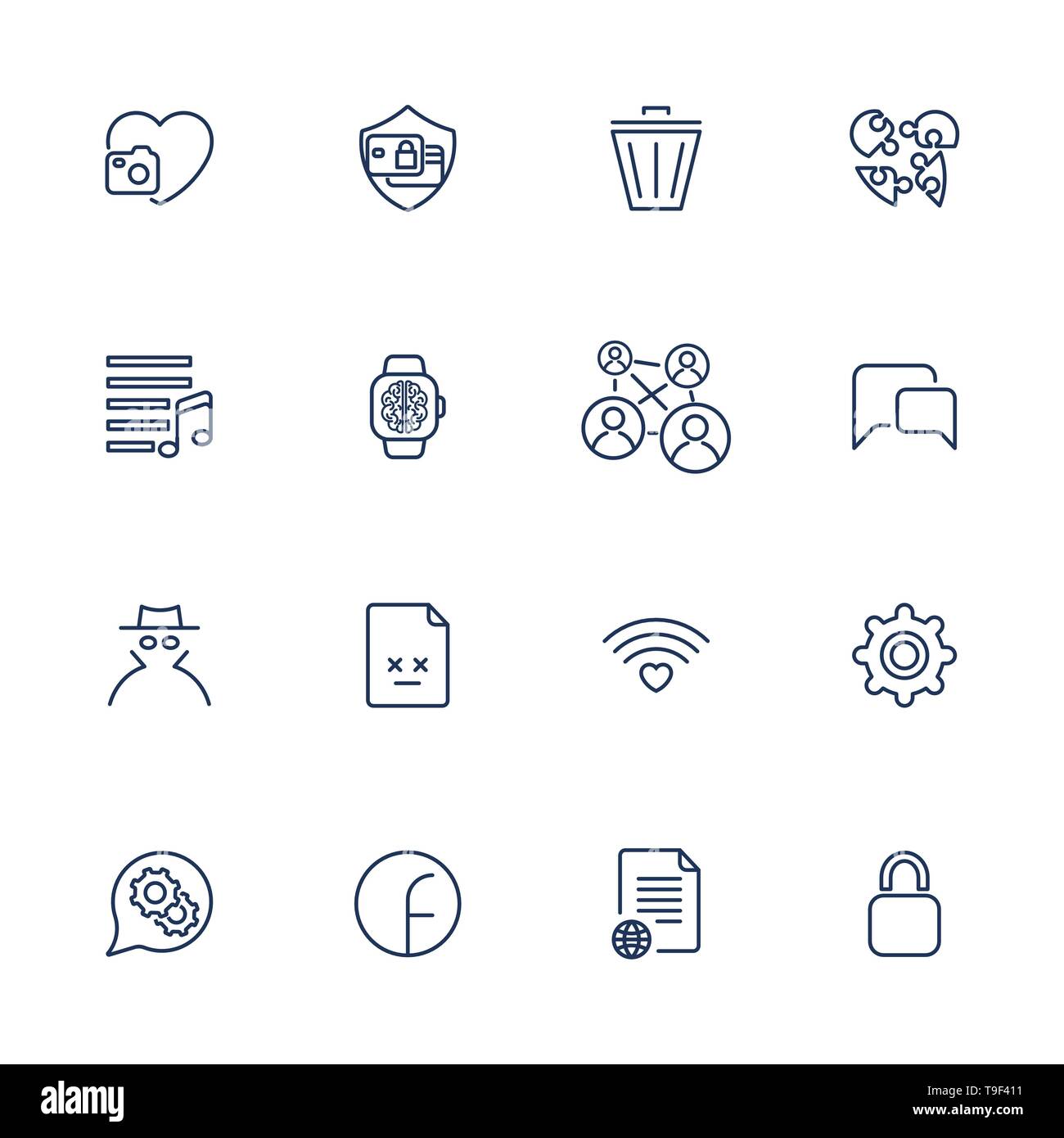 Set mit 16 Icons für mobile App, Websites, mobile, Software Stock Vektor