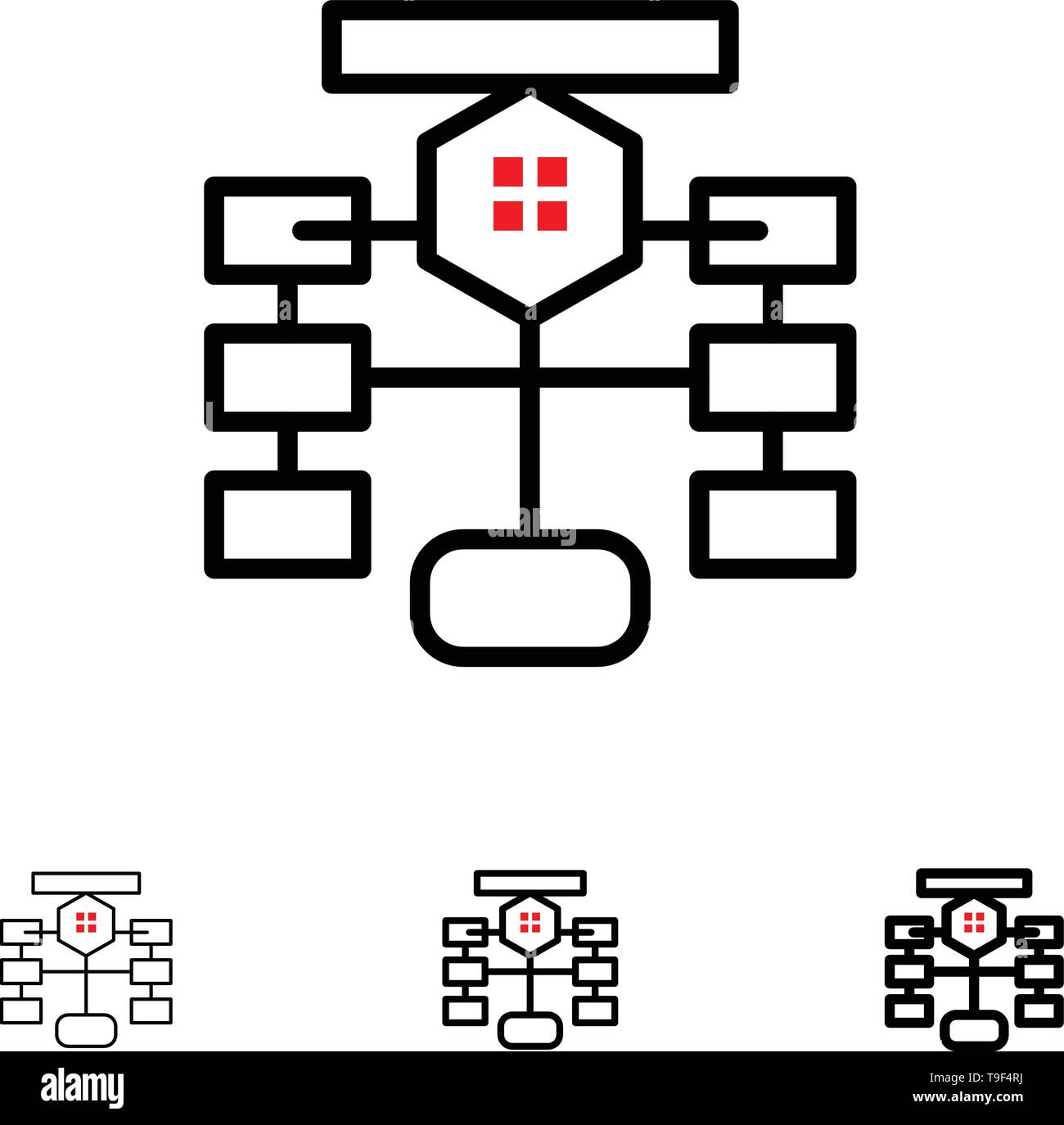 Ablaufdiagramm, Flow Chart, Daten, Datenbank, Fett und dünne schwarze