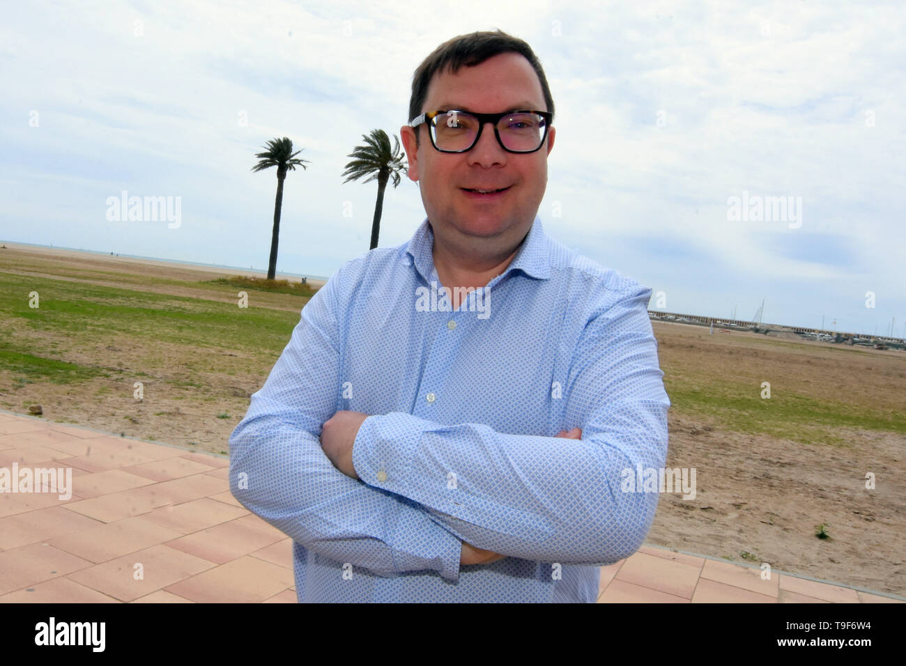 El Vendrell, Tarragona, Spanien. 18 Mai, 2019. Joan Maria Diu, Kandidaten der Politischen Gruppe'' Convergents'' für den Bürgermeister von El Vendrell Tarragona, Spanien. Credit: Ramon Costa/SOPA Images/ZUMA Draht/Alamy leben Nachrichten Stockfoto