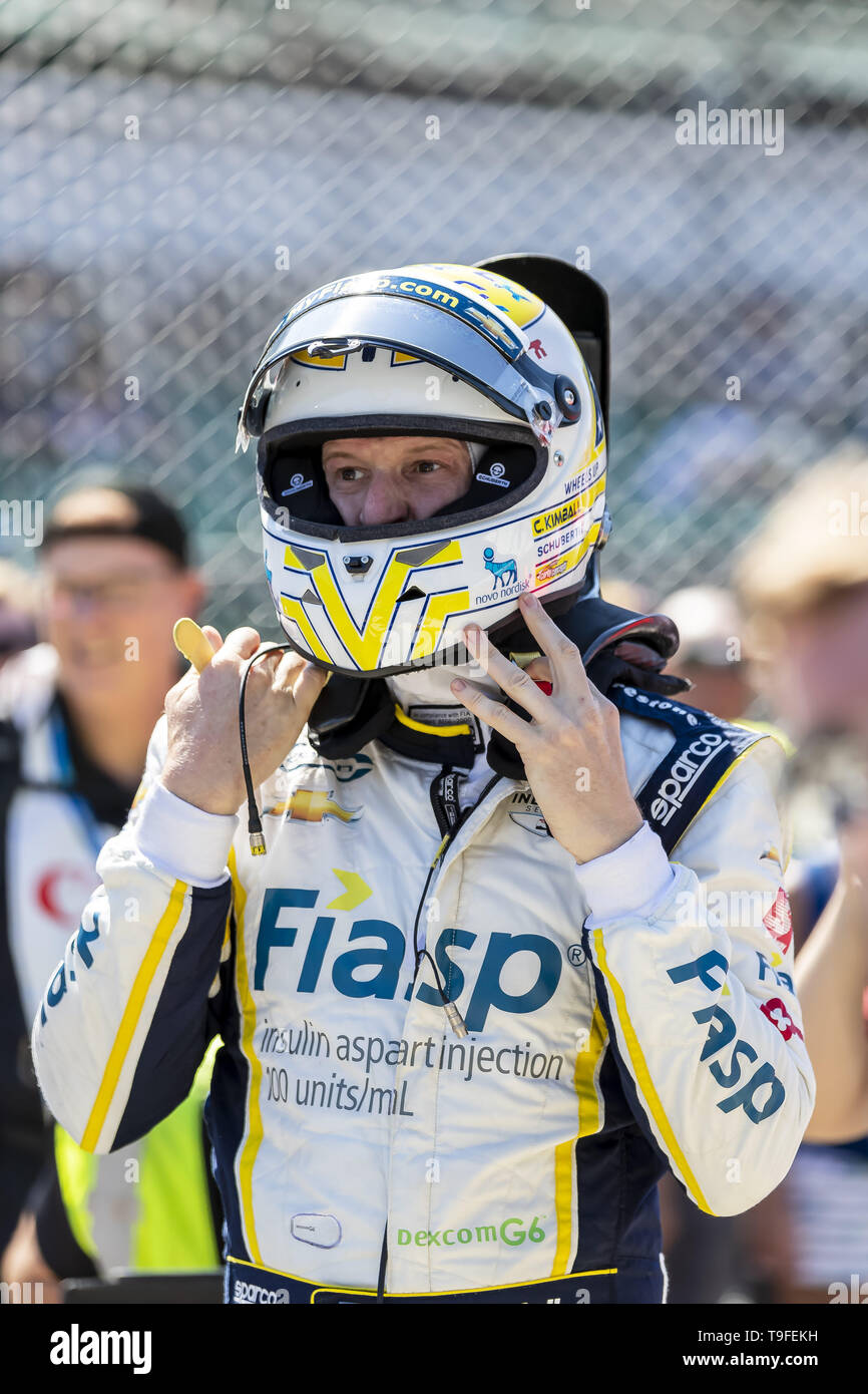 Indianapolis, Indiana, USA. 18 Mai, 2019. CHARLIE KIMBALL (23) in den Vereinigten Staaten bereitet sich auf den 500 Meilen von Indianapolis Indianapolis Motor Speedway in Indianapolis, Indiana, zu qualifizieren. (Bild: © Walter G Arce Sr Asp Inc/ASP) Stockfoto