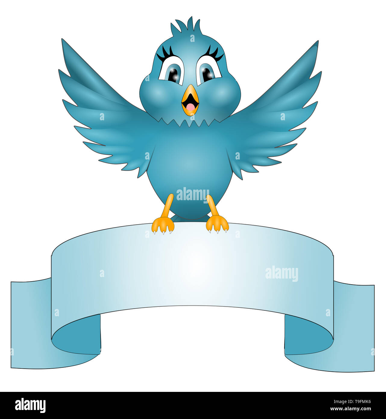 Lustige blue bird catoon Label Stockfoto