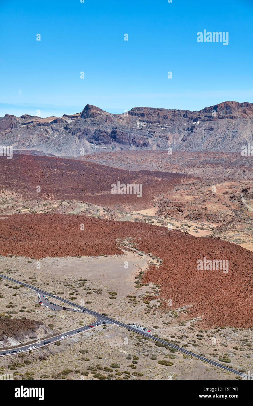 Canadas del Teide Caldera gilt als eines der größten Calderen der Erde, den Nationalpark Pico del Teide, Teneriffa, Spanien. Stockfoto