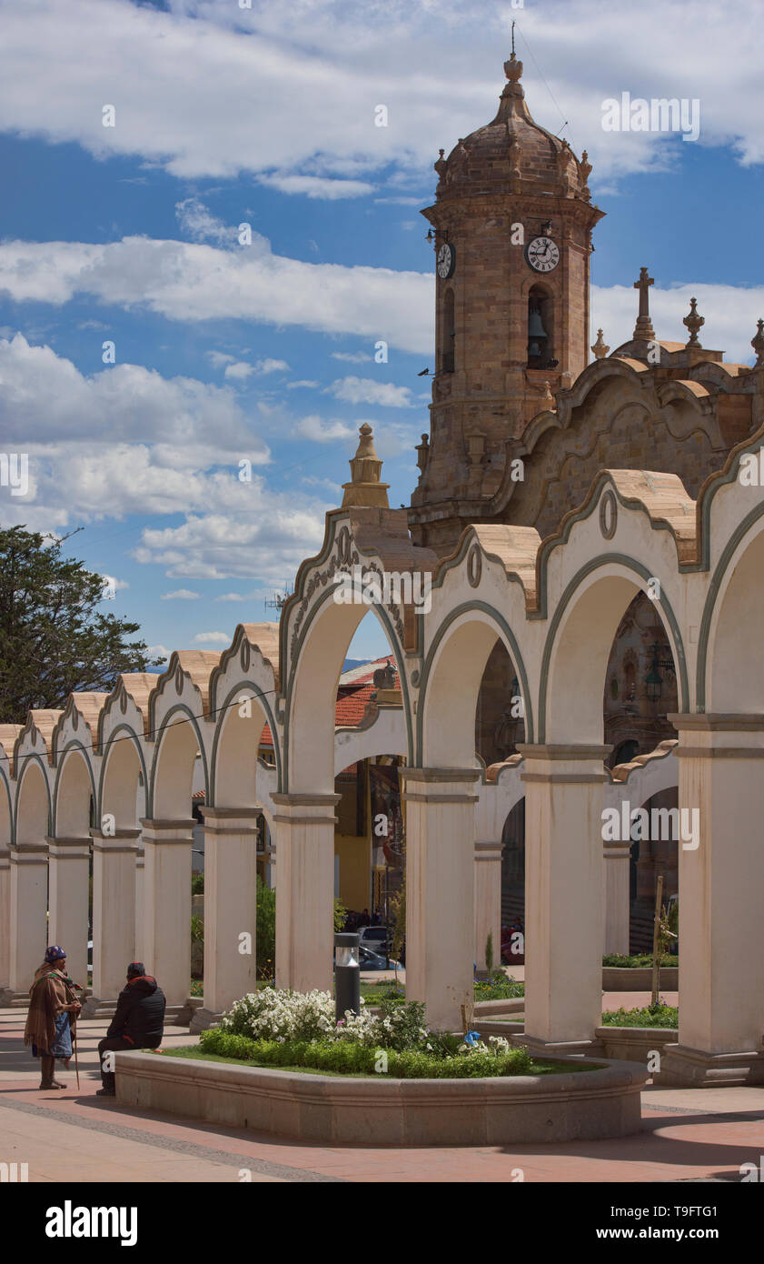 Die Kathedrale Basilica und Hauptplatz, Potosi, Bolivien Stockfoto