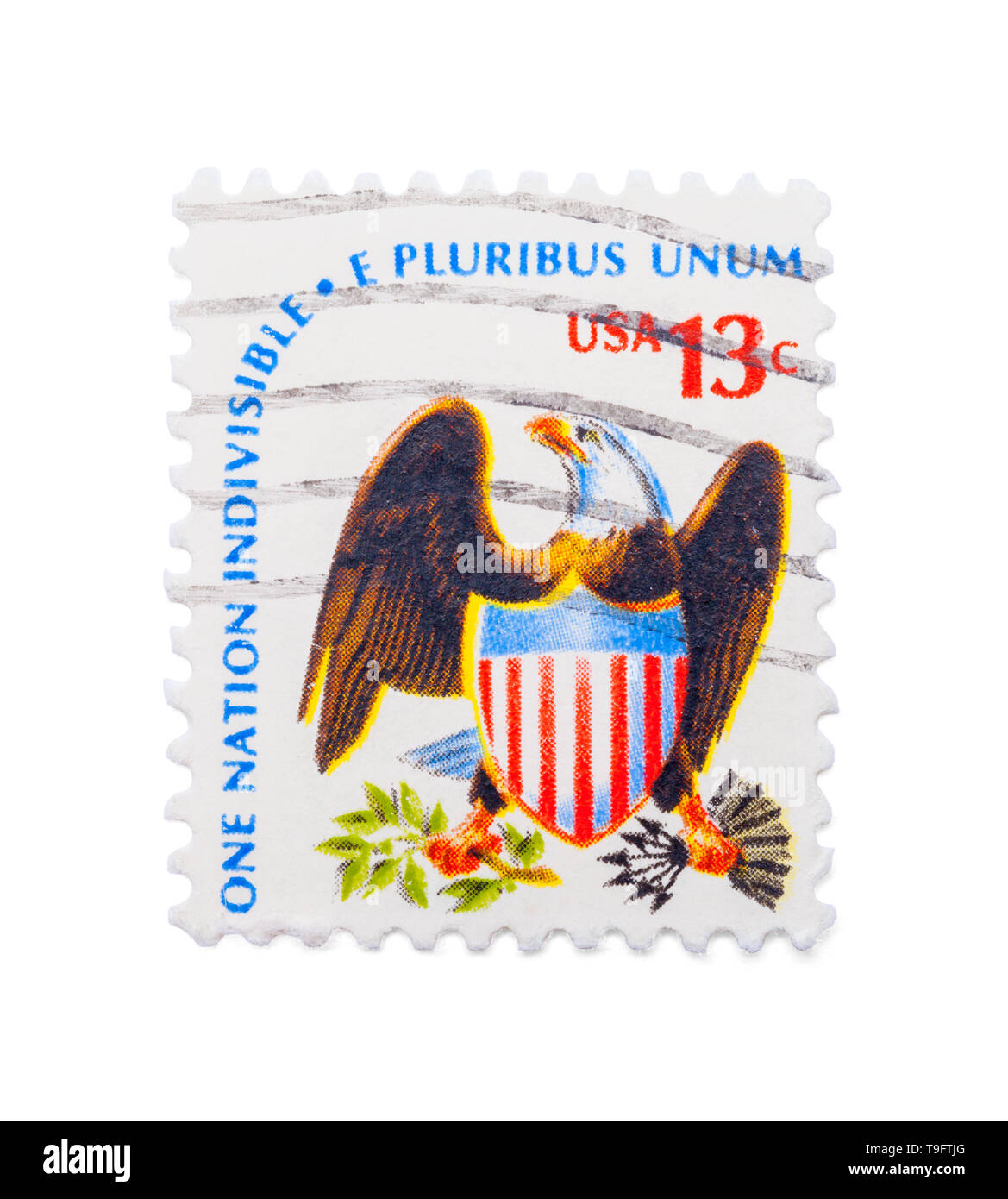Adler Briefmarke isoliert auf weißem Hintergrund. Stockfoto