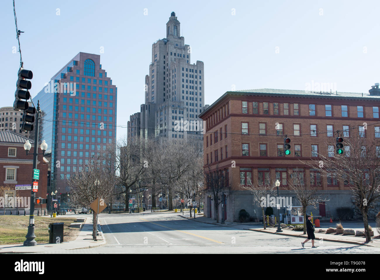 Stadtbild von Providence, USA mit hohen Gebäuden und Wohnungen Stockfoto