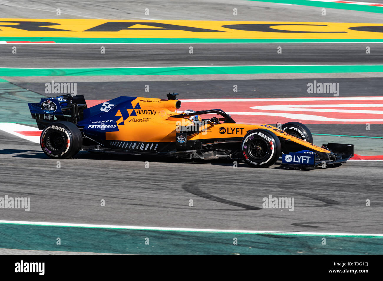Barcelona, Spanien. Mai, 14., 2019 - Carlos Sainz aus Spanien mit 55 Mclaren F1 Team - während der Formel Eins 2019 Test am Circuit de Catalunya. Stockfoto