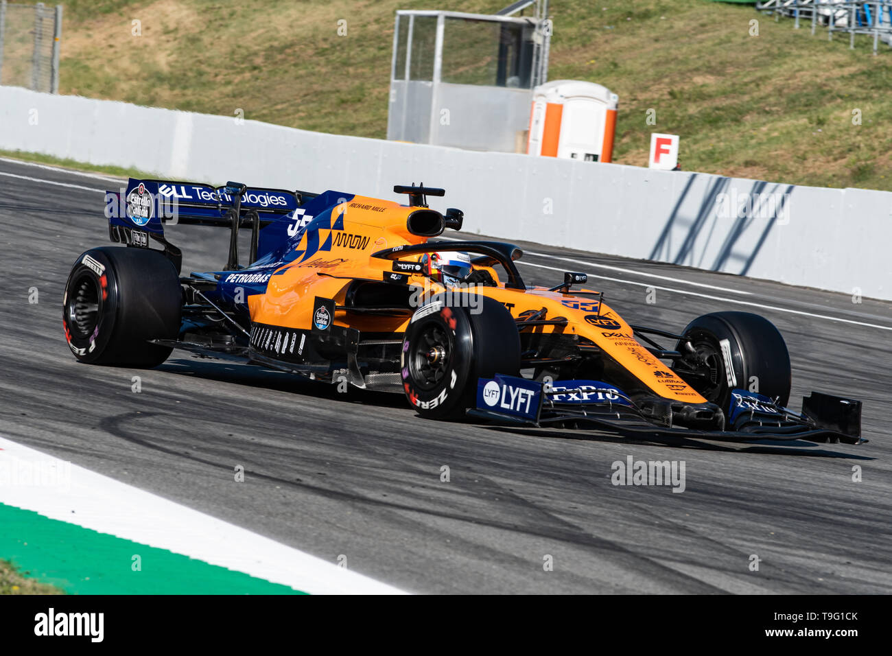 Barcelona, Spanien. Mai, 14., 2019 - Carlos Sainz aus Spanien mit 55 Mclaren F1 Team - während der Formel Eins 2019 Test am Circuit de Catalunya. Stockfoto