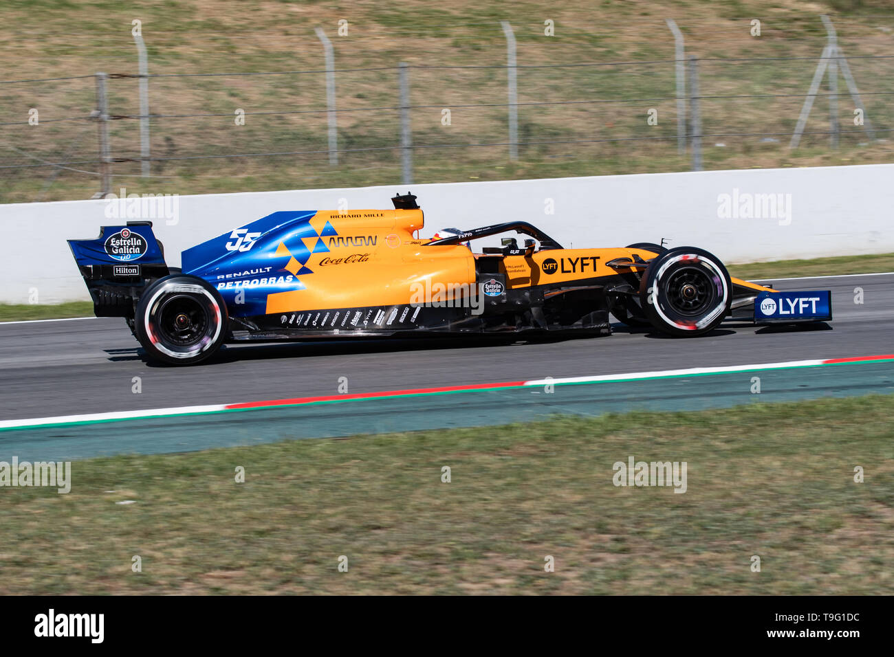 Barcelona, Spanien. Mai, 14., 2019 - Carlos Sainz aus Spanien mit 55 Mclaren F1 Team - während der Formel Eins 2019 Test am Circuit de Catalunya. Stockfoto