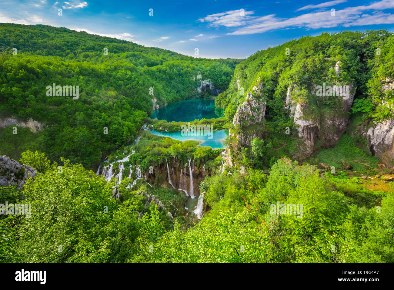 Plitvicer Seen NP von Vidikovac, Kroatien Stockfoto