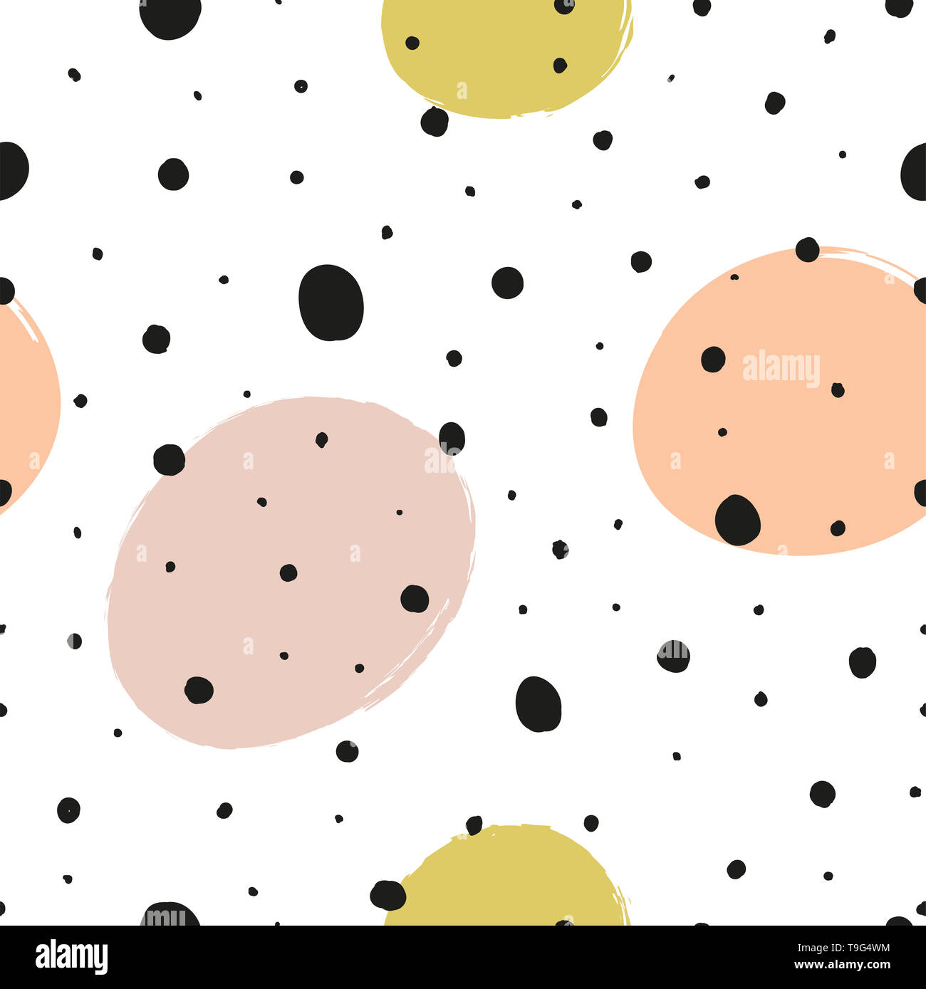 Abstrakte Hand zeichnen dots Muster in Schwarz und Weiß. Konzept erstellen mit Punkten, Kreisen und geometrische Formen. Stockfoto