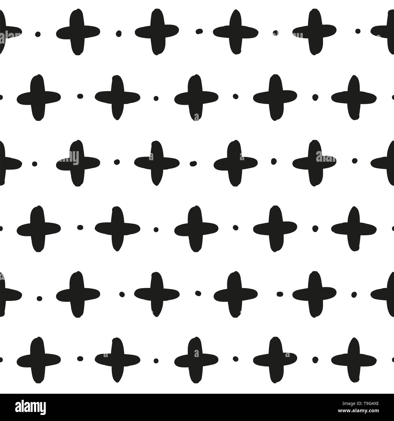 Abstrakte Hand zeichnen dots Muster in Schwarz und Weiß. Konzept erstellen mit Punkten, Kreisen und geometrische Formen. Stockfoto