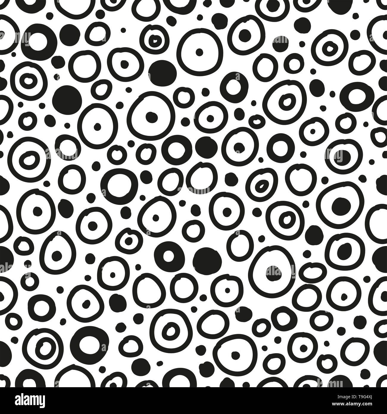 Abstrakte Hand zeichnen dots Muster in Schwarz und Weiß. Konzept erstellen mit Punkten, Kreisen und geometrische Formen. Stockfoto