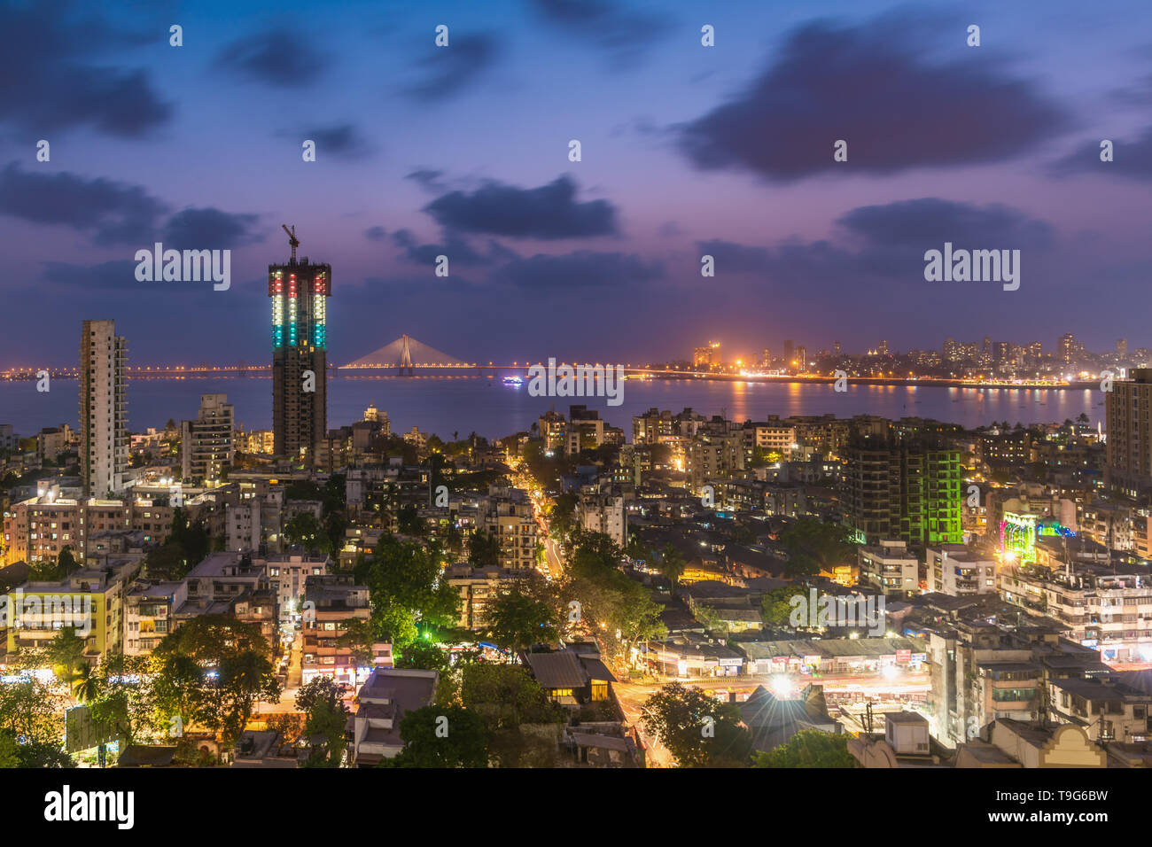 Anzeigen von Bandra Worli Sealink Bridge, Mumbai, Indien Stockfoto