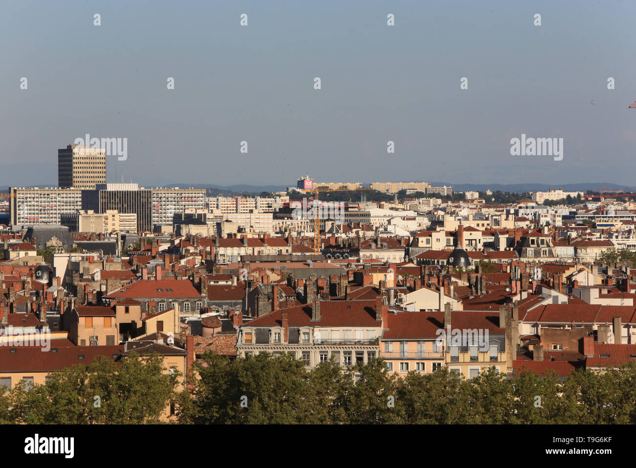 Vue Panoramique depuis La Colline de Notre-Dame de Fourvière. Lyon/Panoramablick aus der Sicht von Notre Dame De Fourviere Hill. Stockfoto