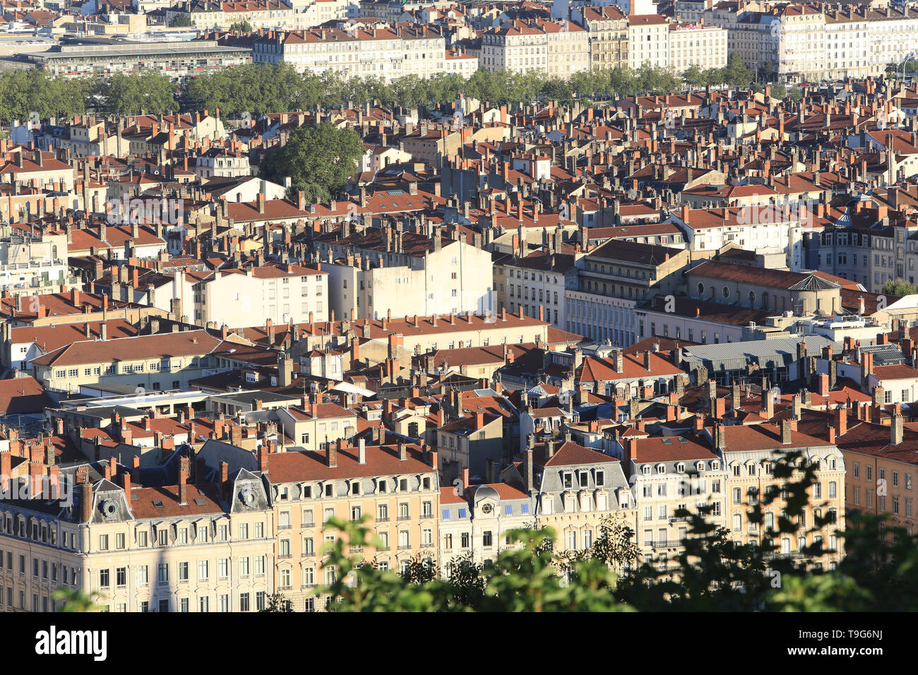 Vue Panoramique depuis La Colline de Notre-Dame de Fourvière. Lyon/Panoramablick aus der Sicht von Notre Dame De Fourviere Hill. Stockfoto