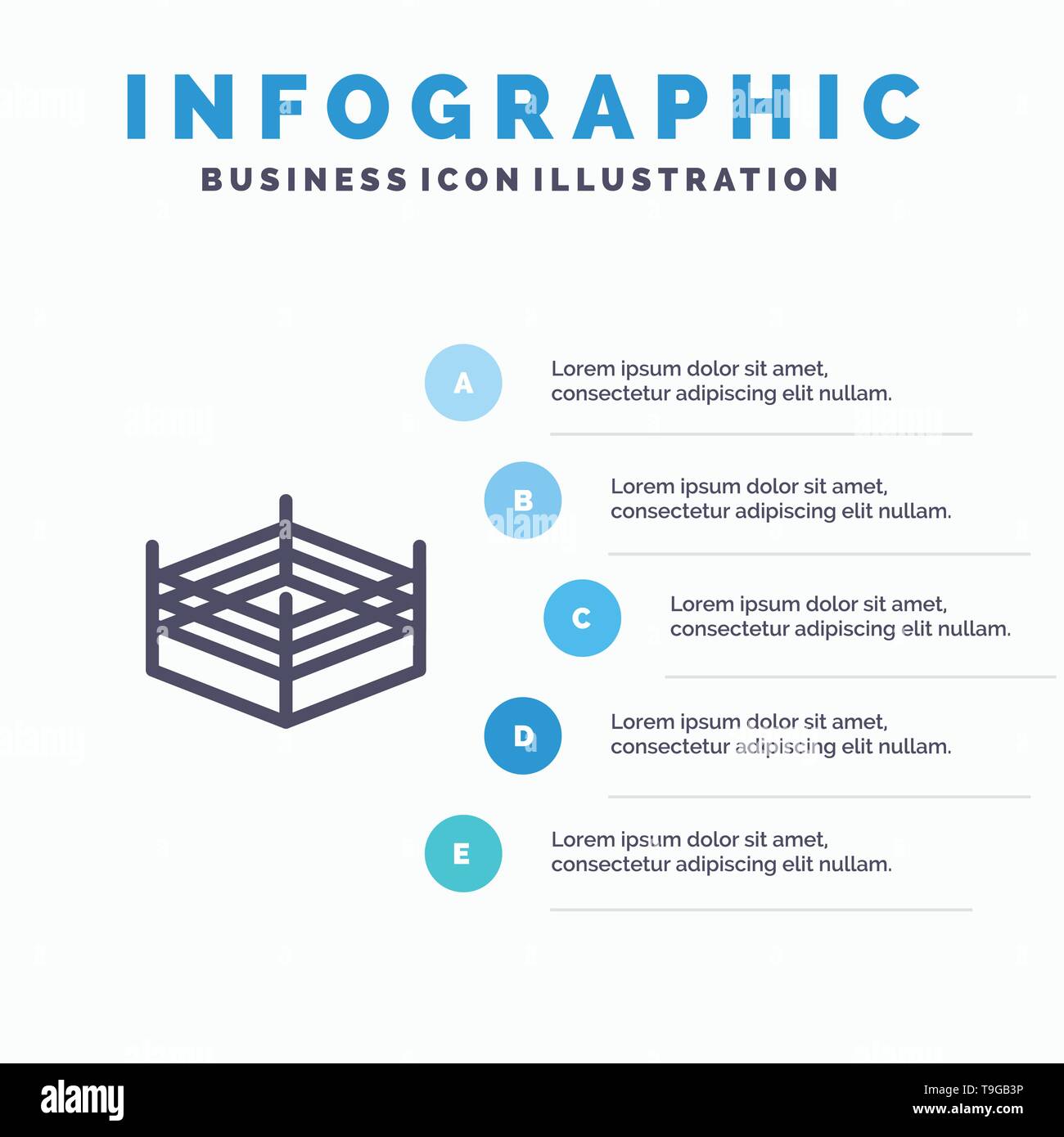 Boxen, Wrestling Ring, Symbol Leitung mit 5 Stufen Präsentation Infografiken Hintergrund Stock Vektor