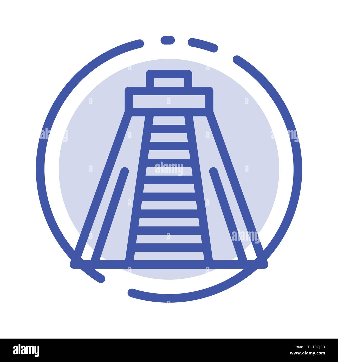 Chichen Itza, Sehenswürdigkeiten, Denkmal, blau gepunktete Linie Symbol Leitung Stock Vektor