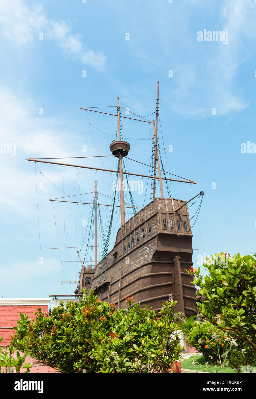 Malakka, Malaysia - April 21,2019: Menschen kann man Ausflüge rund um das Maritime Museum Malakka. Stockfoto