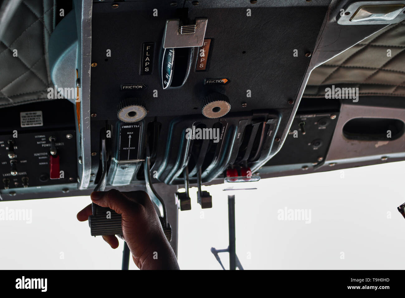 Auf dieser einzigartigen Foto können das Cockpit in einem Wasserflugzeug auf den Malediven sehen. Diese Aufnahmen sind sehr selten Stockfoto