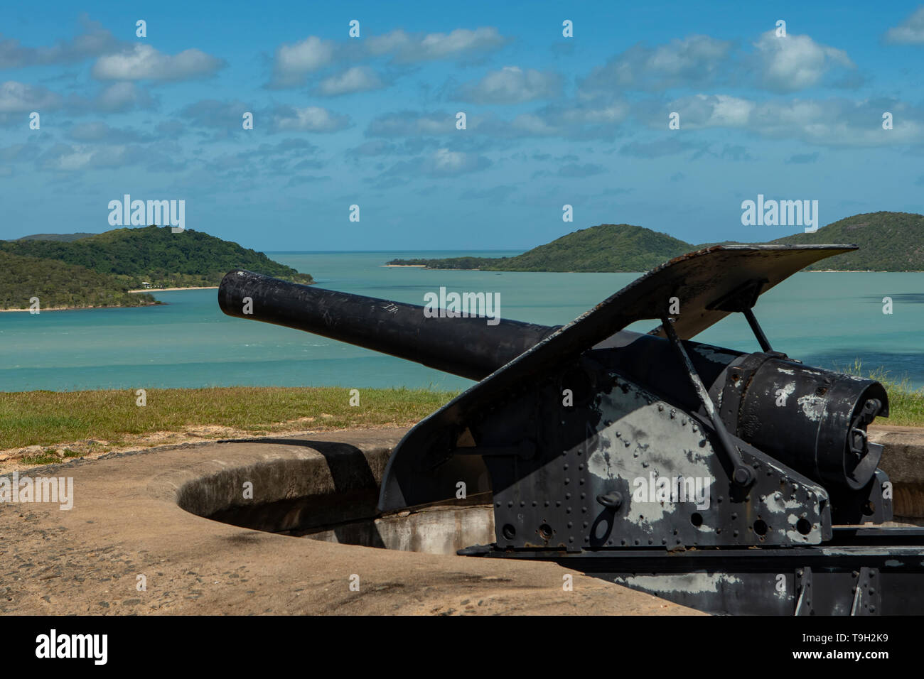 Geschützstellung am Grünen Hügel Fort, Thursday Island Stockfoto