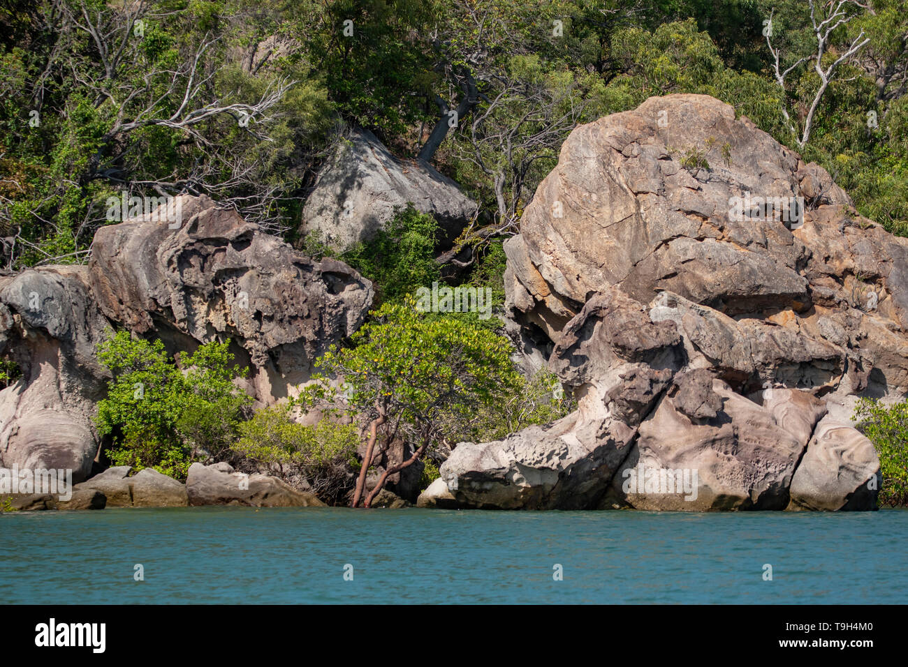 Felsen auf Flinders Island, Far North Queensland Stockfoto