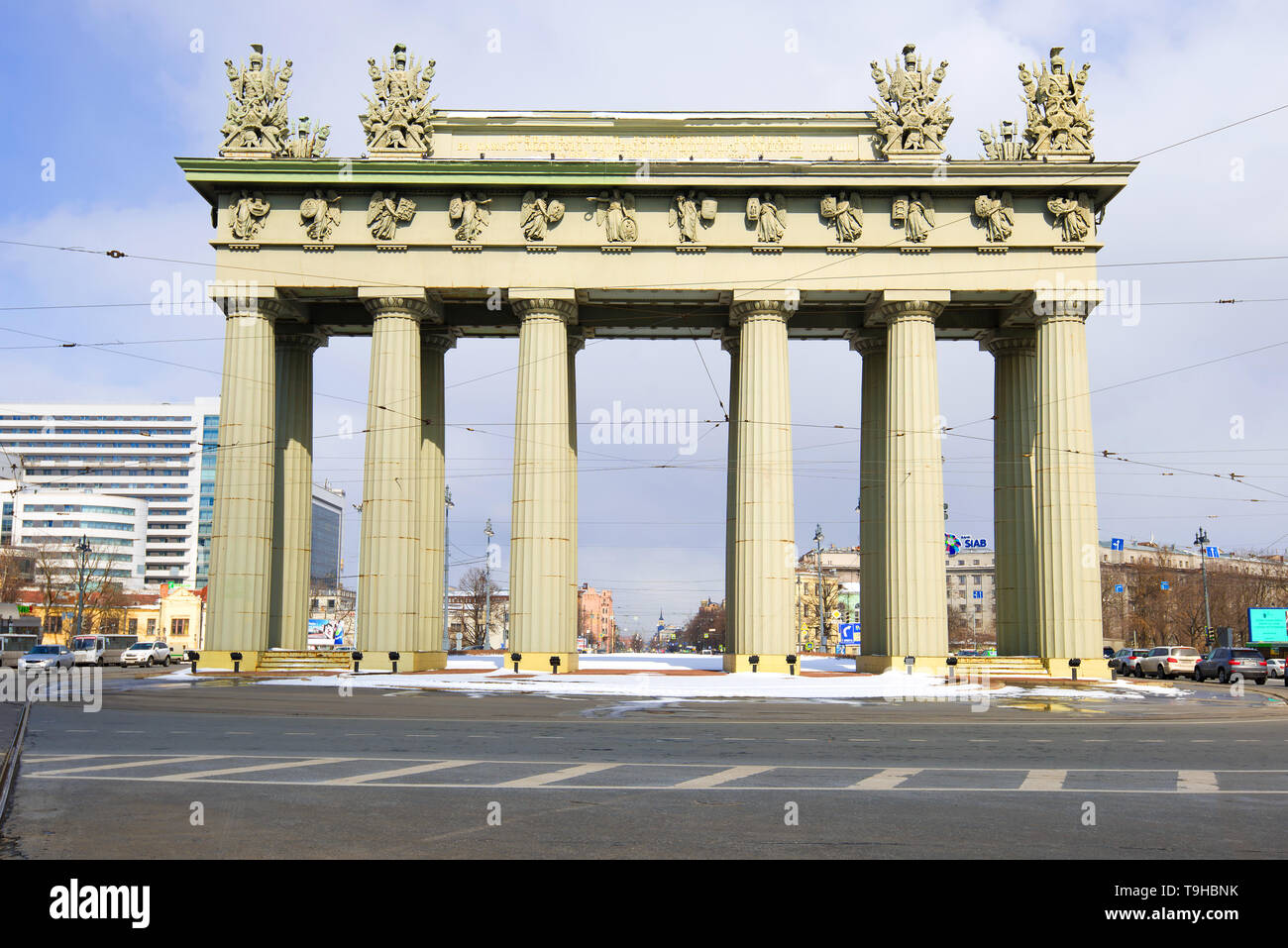 SAINT-Petersburg, Russland - 15 April, 2017: Das Moskau Gate ist ein triuphalic Arch zu Ehren der siegreichen Beendigung des türkischen Krieg von 1829 Stockfoto