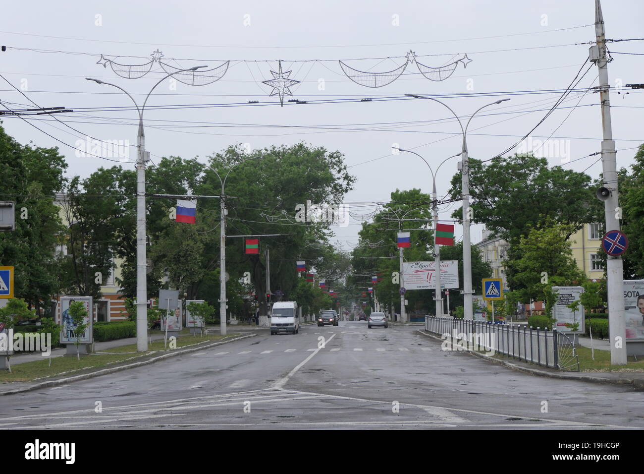 Blick auf die Straßen von Tiraspol, Transnistrien Stockfoto
