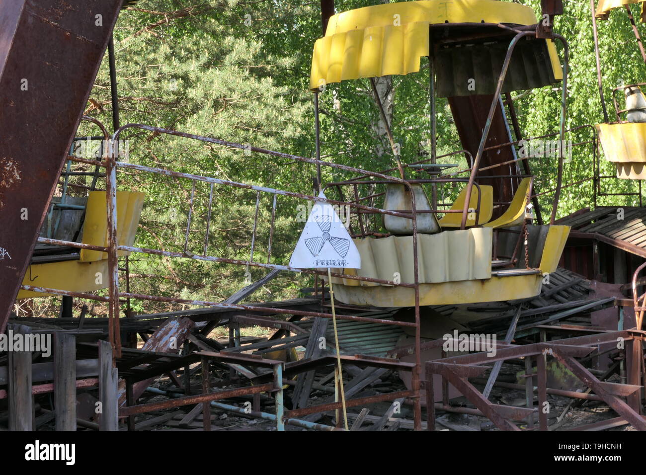 Das Riesenrad in der verlassenen Pripyat Vergnügungspark, der Sperrzone von Tschernobyl, Ukraine Stockfoto