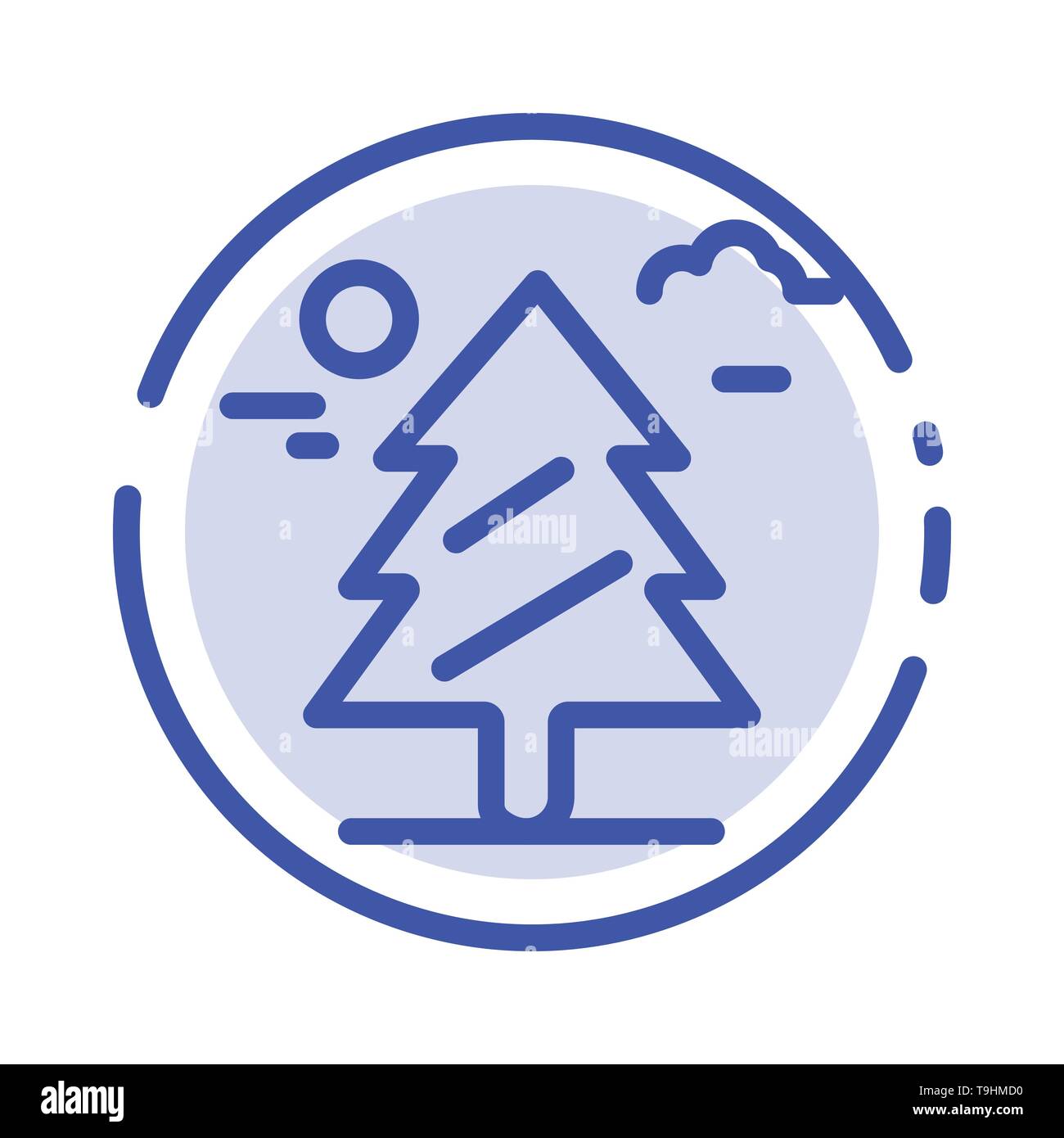 Wald, Baum, Weald, Kanada, blau gepunktete Linie Symbol Leitung Stock Vektor