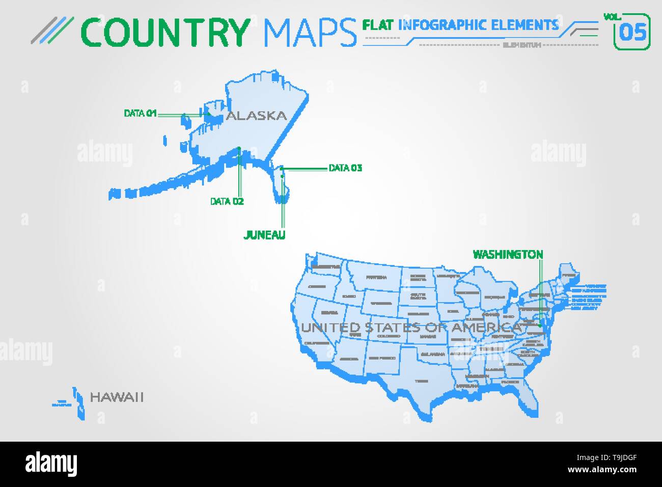 United states map alaska and hawaii - Vereinigte Staaten Von Amerika Alaska Hawaii Vektorkarten T9jdgf 