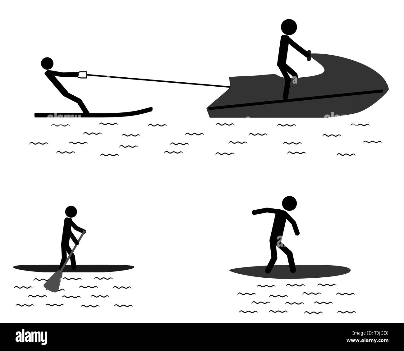 Piktogramm für sportliche Aktivitäten im Wasser Stockfoto