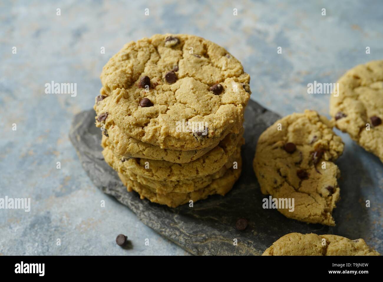 Hausgemachte Glutenfreie Oatmeal Chocolate Chip Cookies, selektiver Fokus Stockfoto