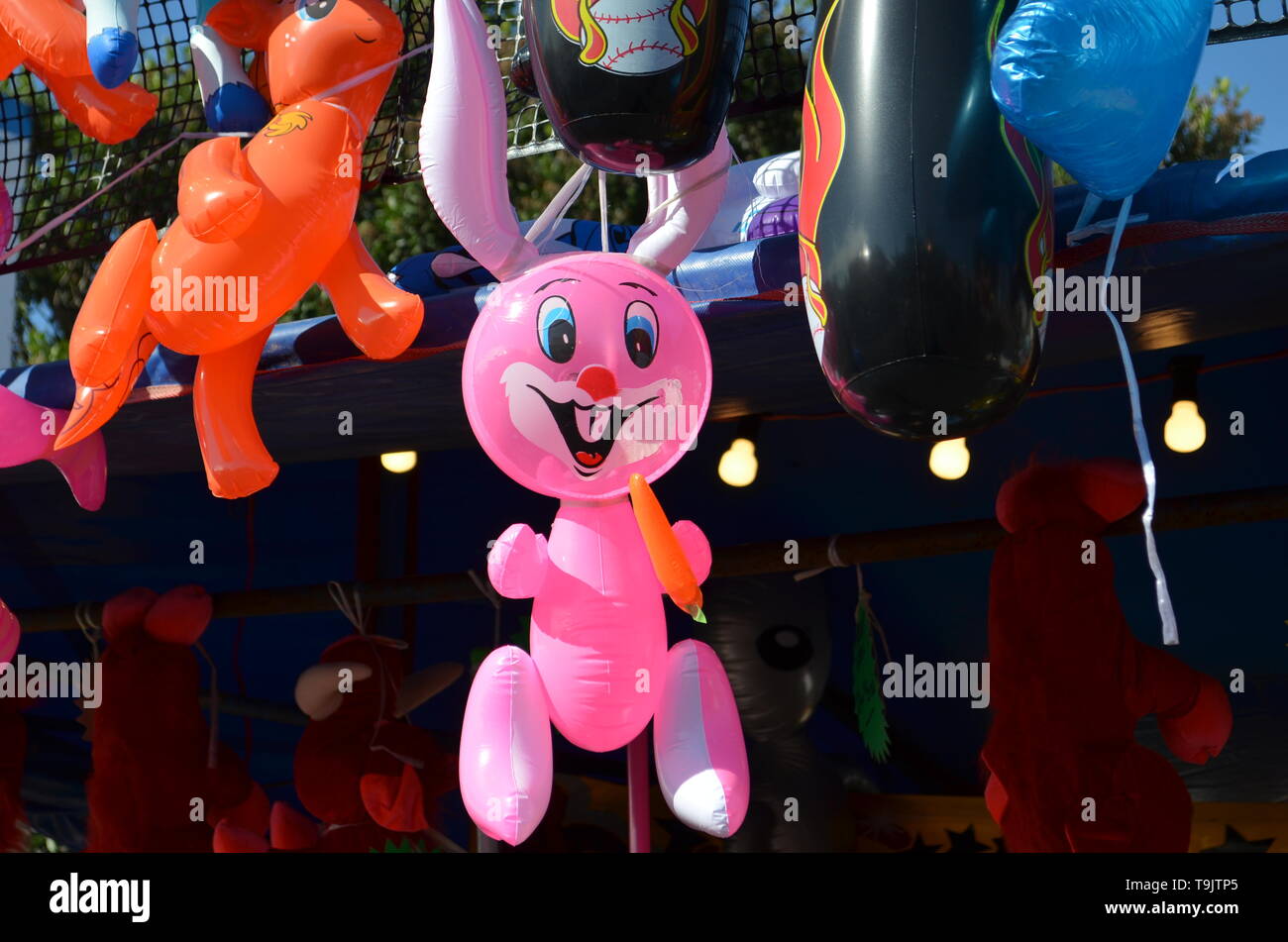 Aufblasbare rosa Kaninchen Spielzeug an die Royal Easter Show Stockfoto