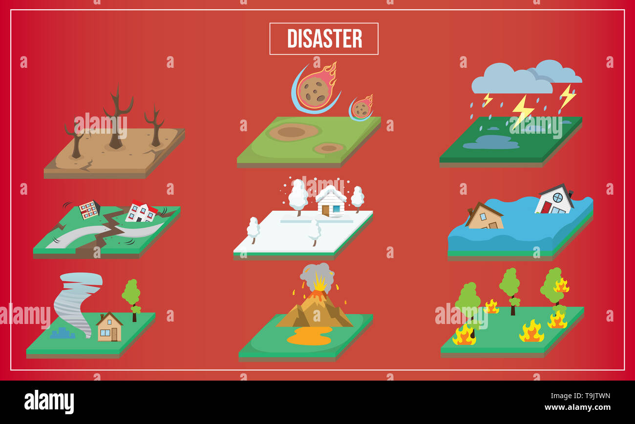 Vector Illustration der Katastrophe der Welt Stockfoto