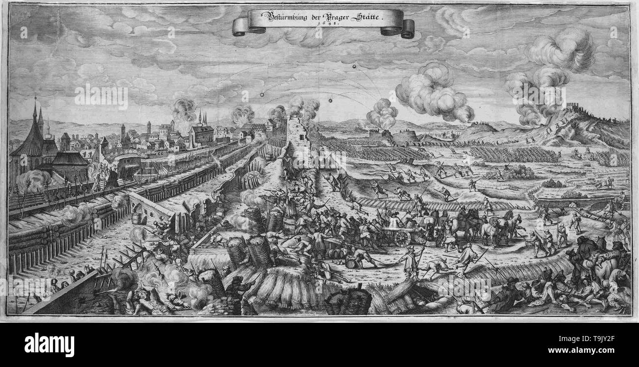 Die Schlacht von Prag im Oktober 1648. Museum: private Sammlung. Autor: Merian, Matthäus, der Ältere. Stockfoto